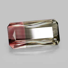 Tourmaline bicolore naturelle taille émeraude, 12,56 ct, VVS-VS