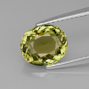 Tourmaline vert naturelle coupe ovale, 1,93 ct, IF