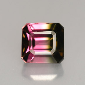 Tourmaline multicolore naturelle taille émeraude, 1,87 ct, VVS-VS