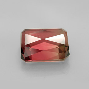 Tourmaline bicolore naturelle taille émeraude, 8,18 ct, VVS