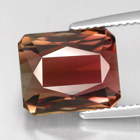 Tourmaline bicolore naturelle taille émeraude, 6,97 ct, IF