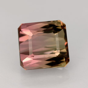 Tourmaline multicolore naturelle taille émeraude, 4,10 ct, VVS