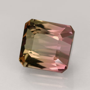 Tourmaline multicolore naturelle taille émeraude, 4,10 ct, VVS