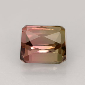 Tourmaline multicolore naturelle taille émeraude, 4,10 ct, VVS