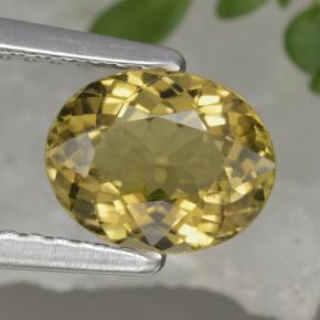 Tourmaline jaune naturelle coupe ovale, 1,13 ct, VVS