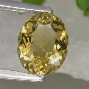Tourmaline jaune naturelle coupe ovale, 1,13 ct, VVS