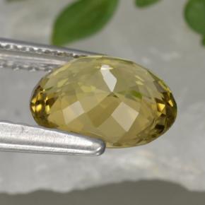 Tourmaline jaune naturelle coupe ovale, 1,13 ct, VVS