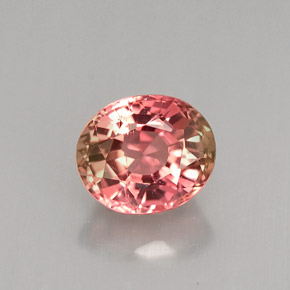 Tourmaline multicolore naturelle coupe ovale, 1,18 ct, VS