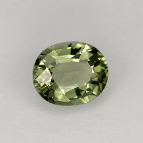 Tourmaline vert naturelle coupe ovale, 1,31 ct, VVS-VS