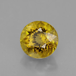 Tourmaline jaune naturelle coupe roude, 1,19 ct, VS