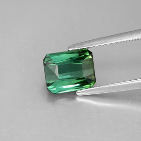 Tourmaline vert naturelle taille émeraude, 1,64 ct, VVS