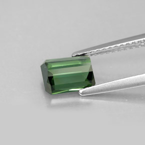 Tourmaline vert naturelle taille émeraude, 1,42 ct, VVS-VS