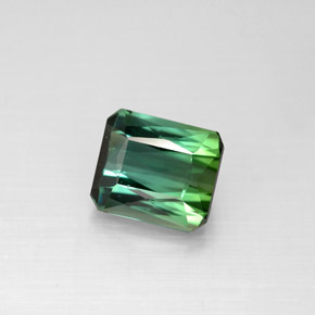 Tourmaline vert naturelle taille émeraude, 1,68 ct, VS