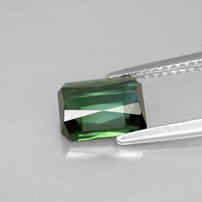 Tourmaline vert naturelle taille émeraude, 1,71 ct, VVS-VS