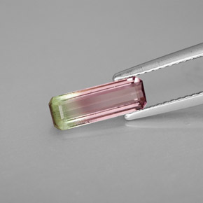 Tourmaline multicolore naturelle taille émeraude, 1,17 ct, VS