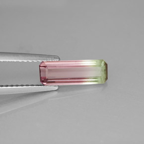 Tourmaline multicolore naturelle taille émeraude, 1,17 ct, VS