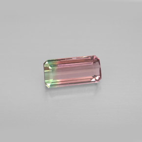 Tourmaline multicolore naturelle taille émeraude, 1,23 ct, VVS-VS