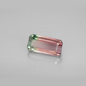 Tourmaline multicolore naturelle taille émeraude, 1,23 ct, VVS-VS