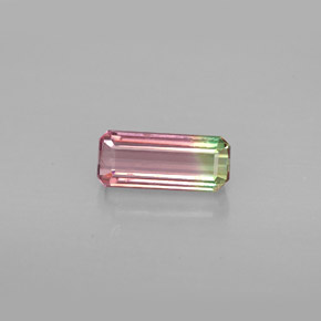 Tourmaline multicolore naturelle taille émeraude, 1,03 ct, VVS-VS