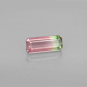 Tourmaline multicolore naturelle taille émeraude, 1,03 ct, VVS-VS