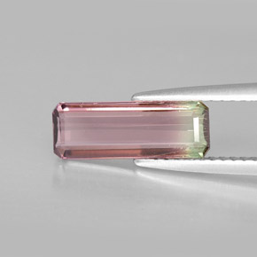 Tourmaline multicolore naturelle taille émeraude, 1,69 ct, VVS-VS