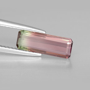Tourmaline multicolore naturelle taille émeraude, 1,69 ct, VVS-VS