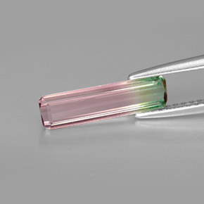 Tourmaline multicolore naturelle taille émeraude, 1,10 ct, VVS-VS