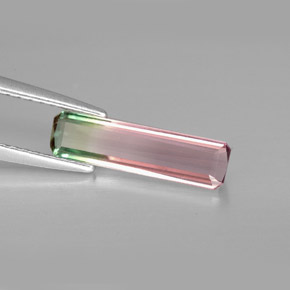 Tourmaline multicolore naturelle taille émeraude, 1,10 ct, VVS-VS