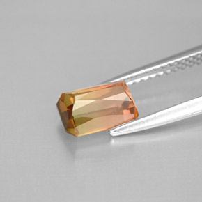 Tourmaline multicolore naturelle taille émeraude, 1,59 ct, VS