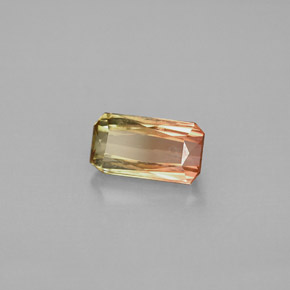 Tourmaline bicolore naturelle taille émeraude, 1,05 ct, VVS