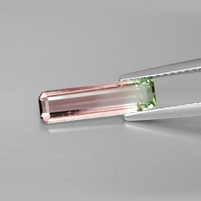 Tourmaline multicolore naturelle taille émeraude, 1,36 ct, VS