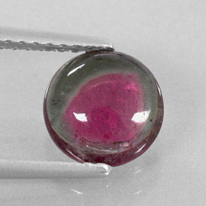 Tourmaline multicolore naturelle coupe roude, 1,41 ct, translucide