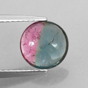 Tourmaline multicolore naturelle coupe roude, 1,46 ct, transparent