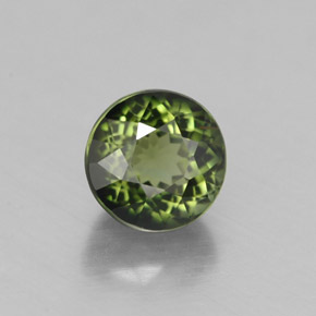 Tourmaline vert naturelle coupe roude, 1,30 ct, VS