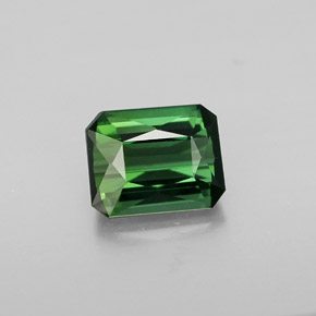 Tourmaline vert naturelle taille émeraude, 1,44 ct, VVS