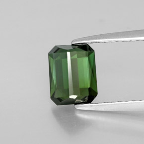 Tourmaline vert naturelle taille émeraude, 1,44 ct, VVS