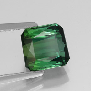 Tourmaline vert naturelle taille émeraude, 1,76 ct, VVS-VS