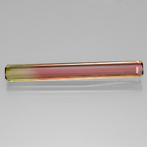 Tourmaline bicolore naturelle taille émeraude, 5,14 ct, VS