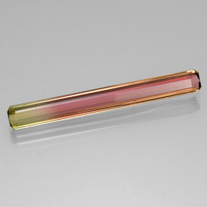Tourmaline bicolore naturelle taille émeraude, 5,14 ct, VS