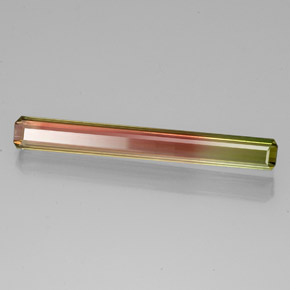 Tourmaline bicolore naturelle taille émeraude, 6,88 ct, VVS-VS