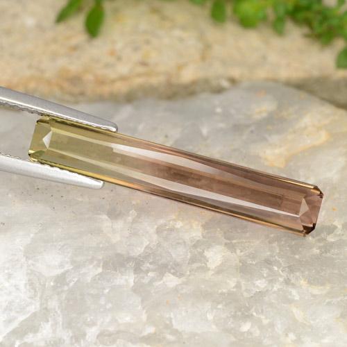 Tourmaline bicolore naturelle taille émeraude, 4,87 ct, VVS-VS