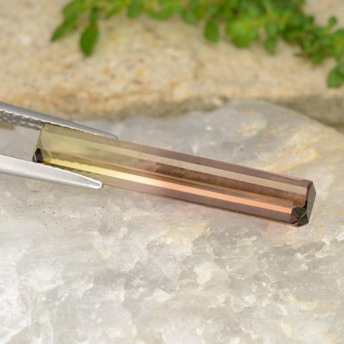 Tourmaline bicolore naturelle taille émeraude, 4,87 ct, VVS-VS