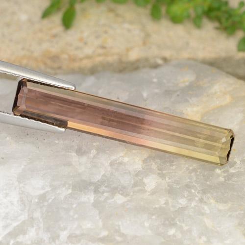 Tourmaline bicolore naturelle taille émeraude, 4,63 ct, VVS-VS