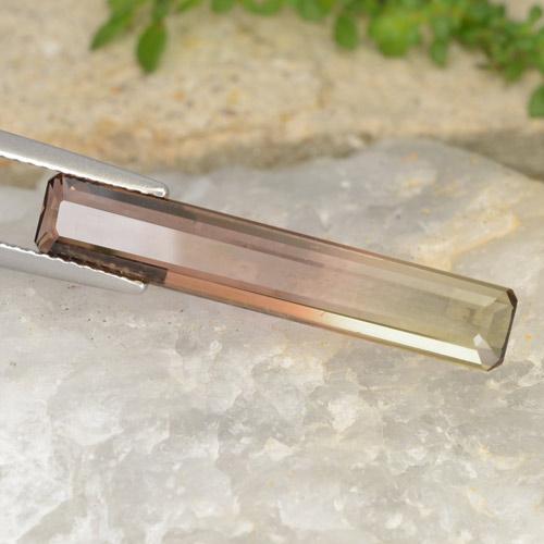 Tourmaline bicolore naturelle taille émeraude, 4,63 ct, VVS-VS