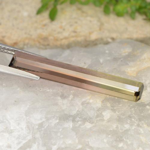 Tourmaline bicolore naturelle taille émeraude, 4,63 ct, VVS-VS