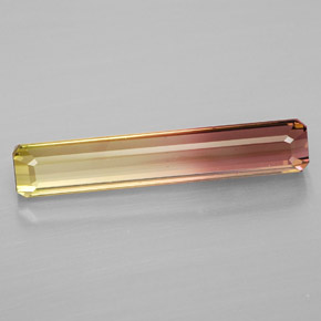 Tourmaline bicolore naturelle taille émeraude, 4,12 ct, VS