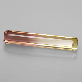 Tourmaline bicolore naturelle taille émeraude, 4,12 ct, VS