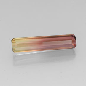 Tourmaline bicolore naturelle taille émeraude, 4,32 ct, VVS