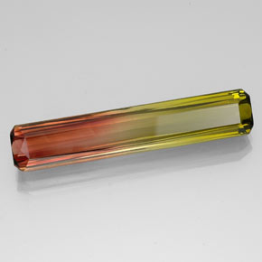 Tourmaline bicolore naturelle taille émeraude, 13,96 ct, VVS-VS