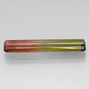 Tourmaline bicolore naturelle taille émeraude, 13,96 ct, VVS-VS